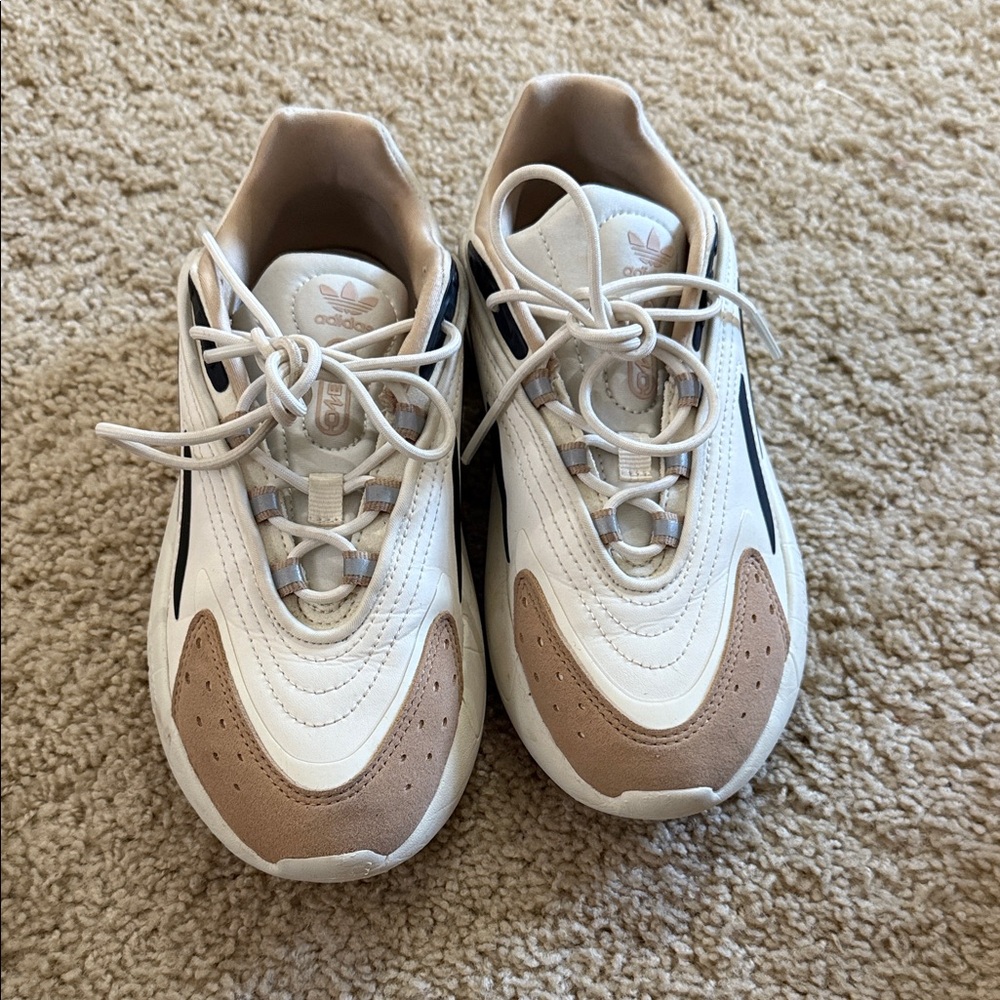 Adidas Kids' White and Brown Sneakers